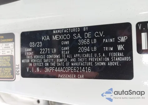 2023 Kia Forte Gt z USA, uszkodzony, nr VIN 3KPF44AC0PE621416